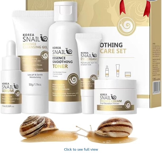 Korean Glass Skin Set,Korean Skincare,5-Step Korea Snail Mucin Skincare Set with Hyaluronic Acid ：Hydrating Cleanser, Toner, Serum, Eye Cream, Moisturiser,Anti-Aging Face Care Kit for Women